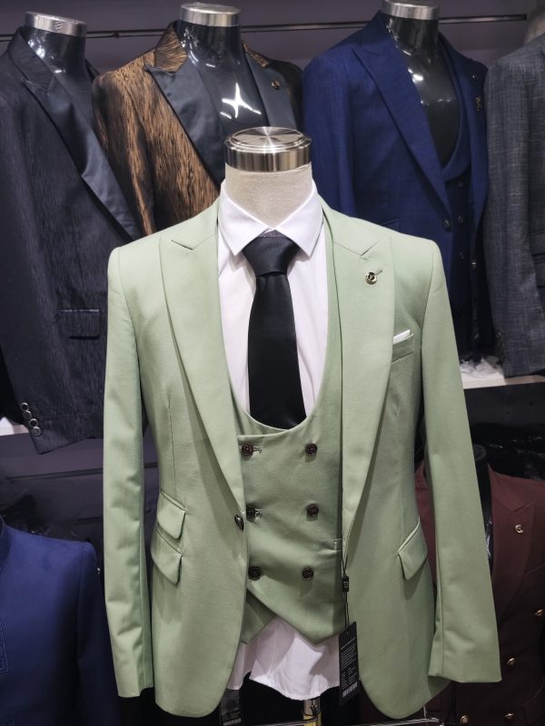 Suit For Men Three Piece Light Green - Foisen Lin - Image 3