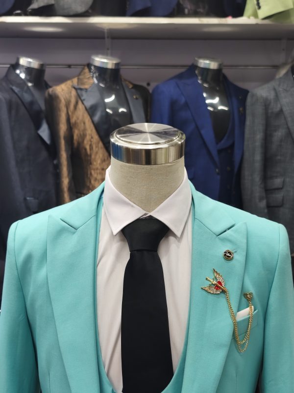 Suit For Men Three Piece Light Blue - Foisen Lin - Image 4