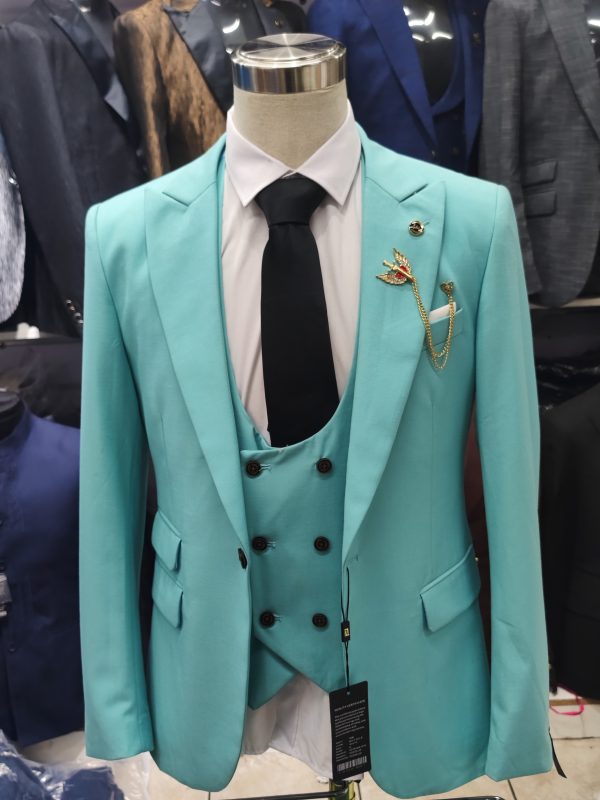 Suit For Men Three Piece Light Blue - Foisen Lin - Image 3