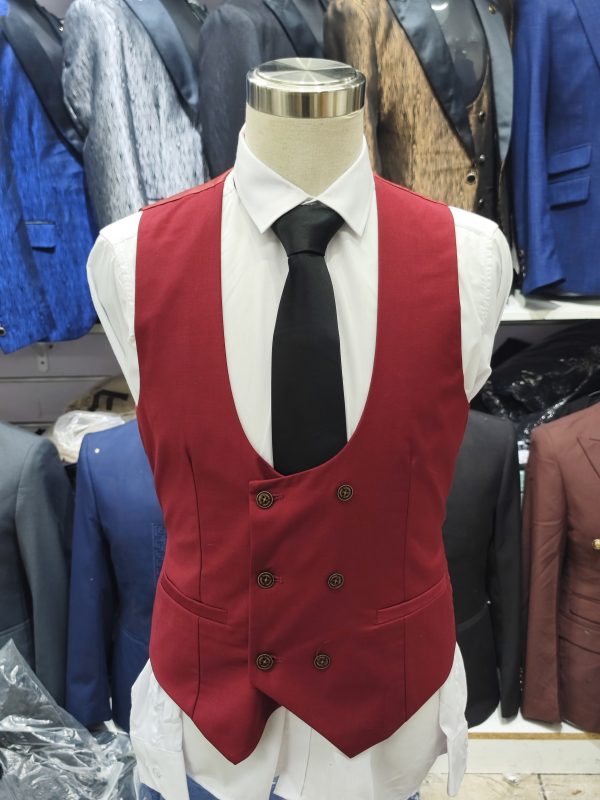 Suit For Men Three Piece Maroon - Foisen Lin - Image 4