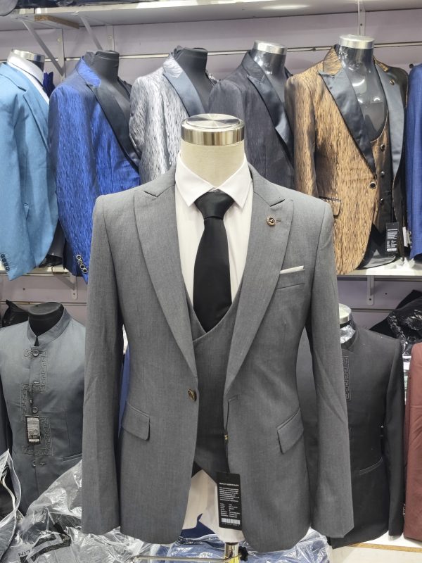 Suit For Men Three Piece Light Grey - Foisen Lin - Image 3