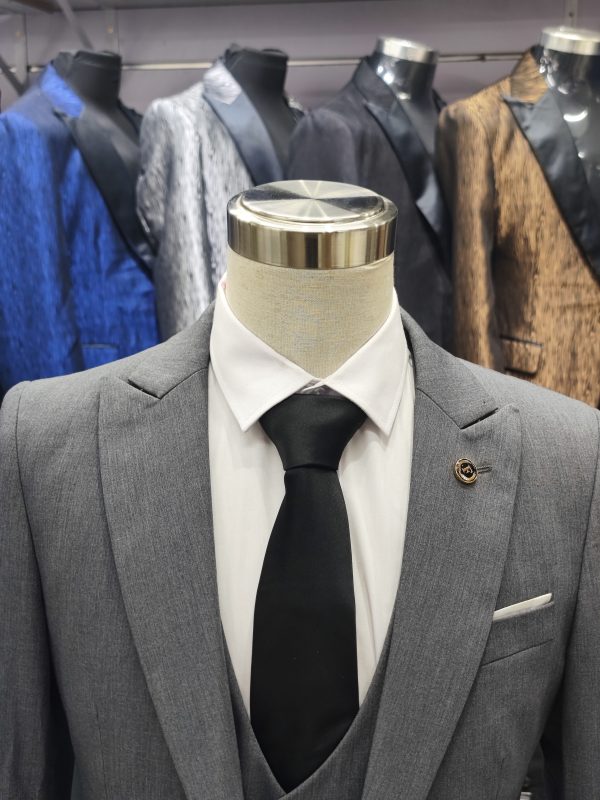 Suit For Men Three Piece Light Grey - Foisen Lin - Image 4