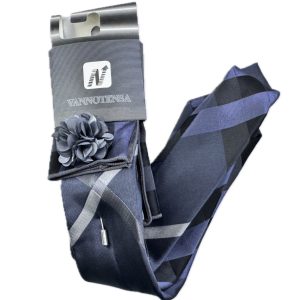 Three Piece Tie - Pocket Square, Flower Brooch and Tie