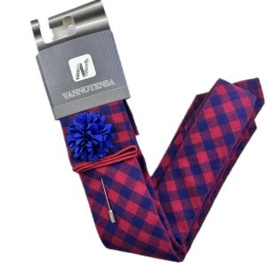 Three Piece Tie - Pocket Square, Flower Brooch and Tie