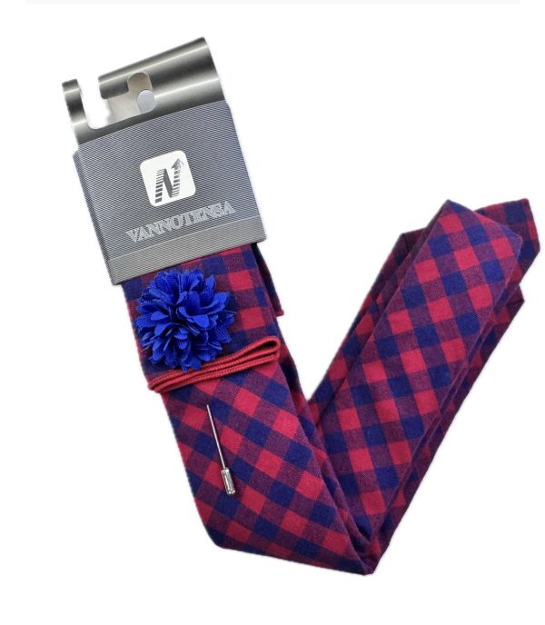 Three Piece Tie - Pocket Square, Flower Brooch and Tie