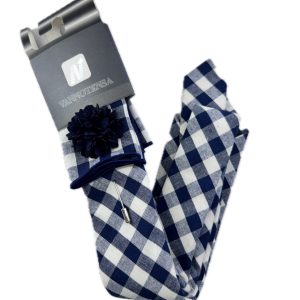 Three Piece Tie - Pocket Square, Flower Brooch and Tie