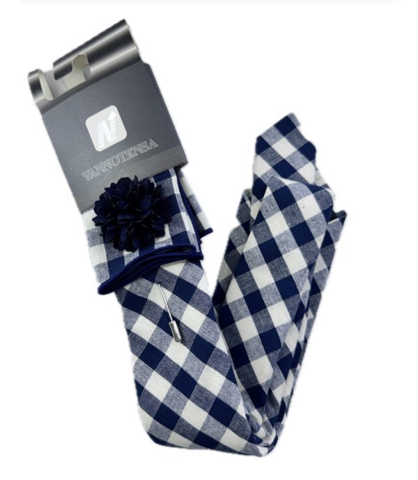 Three Piece Tie - Pocket Square, Flower Brooch and Tie