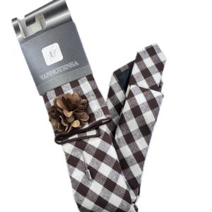 Three Piece Tie - Pocket Square, Flower Brooch and Tie