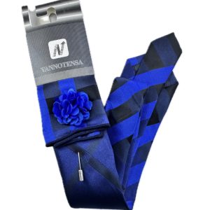 Three Piece Tie - Pocket Square, Flower Brooch and Tie