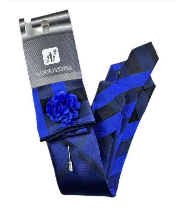 Three Piece Tie - Pocket Square, Flower Brooch and Tie