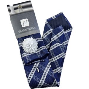 Three Piece Tie - Pocket Square, Flower Brooch and Tie