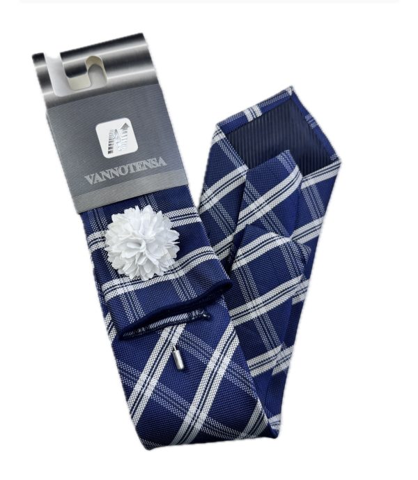 Three Piece Tie - Pocket Square, Flower Brooch and Tie