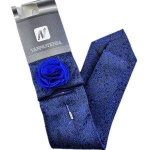 Three Piece Tie - Pocket Square, Flower Brooch and Tie