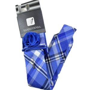Three Piece Tie - Pocket Square, Flower Brooch and Tie