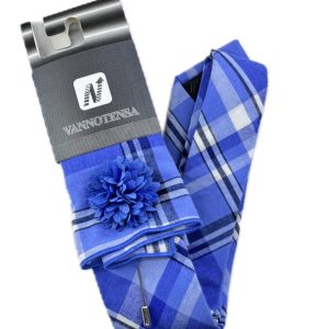 Three Piece Tie - Pocket Square, Flower Brooch and Tie