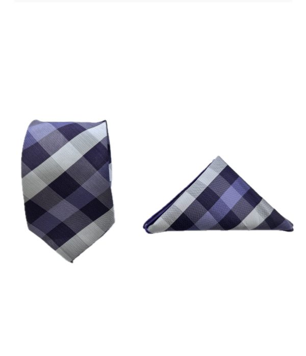 Two Piece Tie - Pocket Square and Tie (purple) - Image 2