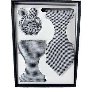Four Piece Tie With Gift Box- Pocket Square,Button and Tie