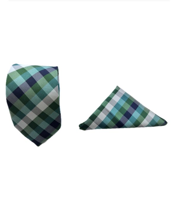 Two Piece Tie - Pocket Square and Tie (green) - Image 2