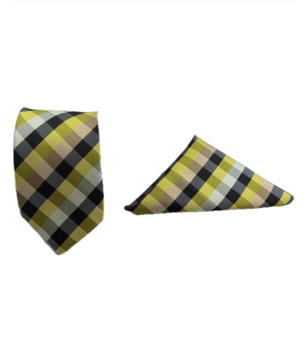 Two Piece Tie - Pocket Square and Tie (yellow) - Image 2