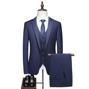 Men's Three Piece Suit - Dark Blue