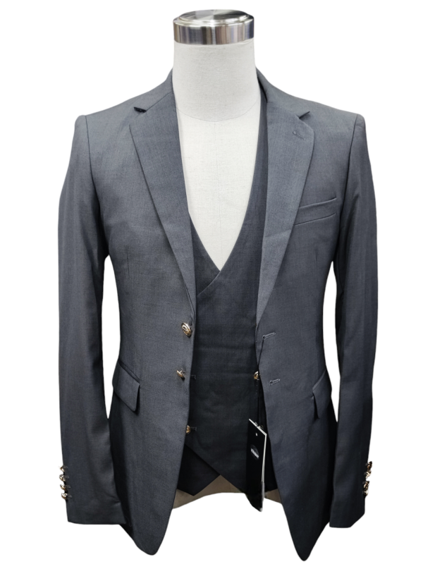 Two Button Three Piece Suit for Men - Grey - Image 3