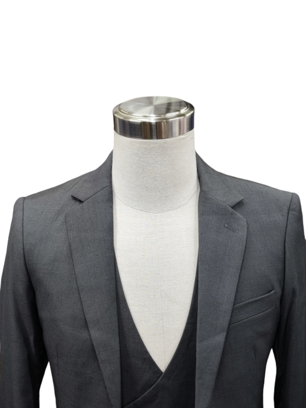 Two Button Three Piece Suit for Men - Grey - Image 4