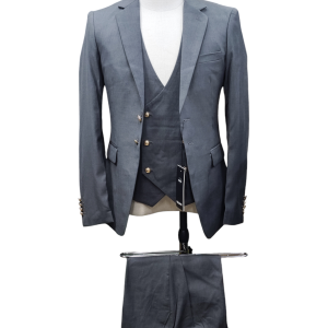 Two Button Three Piece Suit for Men - Grey