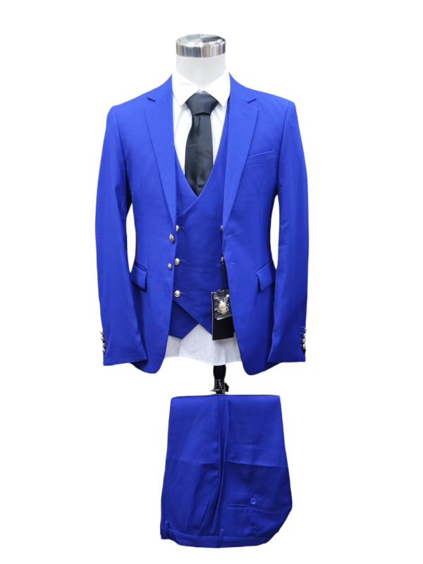 Two Button Three Piece Suit for Men - Blue