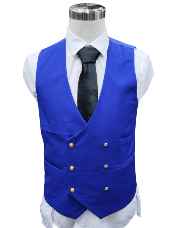 Two Button Three Piece Suit for Men - Blue - Image 5