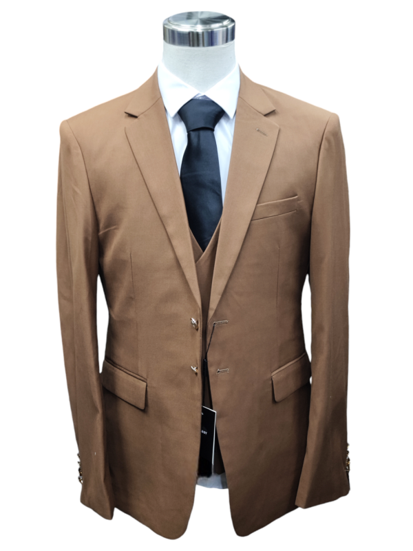 Two Button Three Piece Suit for Men - Navy - Image 3